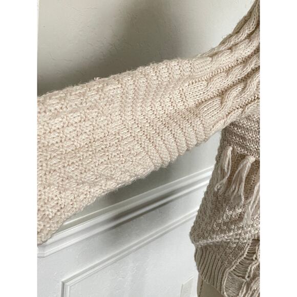 Topshop Cream Cable Knit Sweater Fringe and Open Knit - Picture 5 of 8
